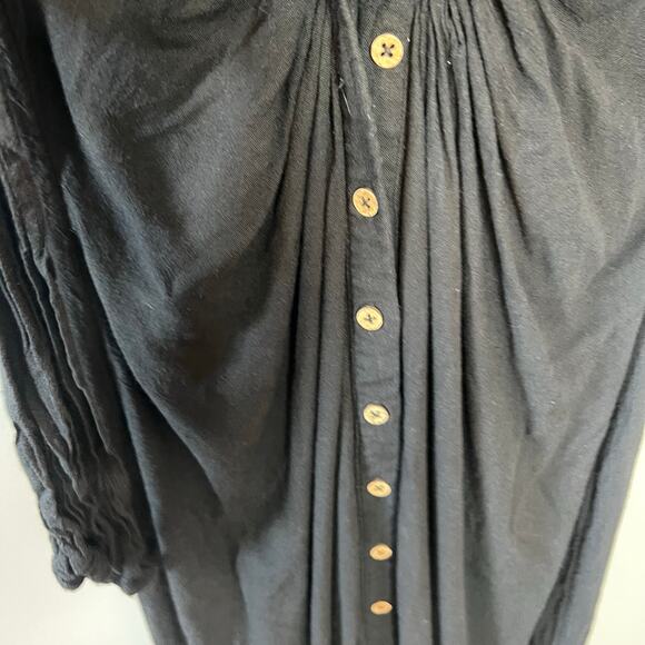 Free People Vintage Summer Midi Black Dress with Buttons Size Large - Picture 11 of 15